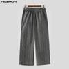INCERUN Men Drawstring Casual Loose Elastic Waist Striped Wide Legs Pants Long Trousers