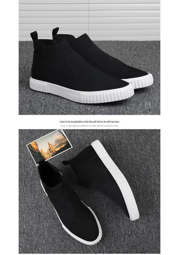 Men's Spring Canvas Slip-On High-Top Casual Shoes