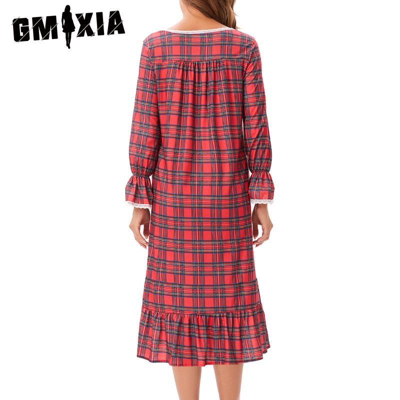 GMXIA Letní dámské tričko střední délky Dlouhé šaty Výstřih do V Bavlna Barevné blokování Sedmiminutový rukáv Noční košile Střední délka Domácí oblečení