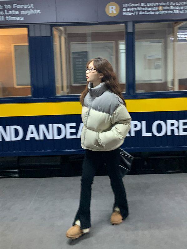 Women's 2025 Korean Style Patchwork Down Jacket - Short, Thickened, White Duck Down, Winter Coat