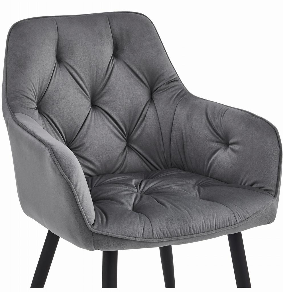 Jork Chair - Dark Gray Velvet / Black Legs X 2