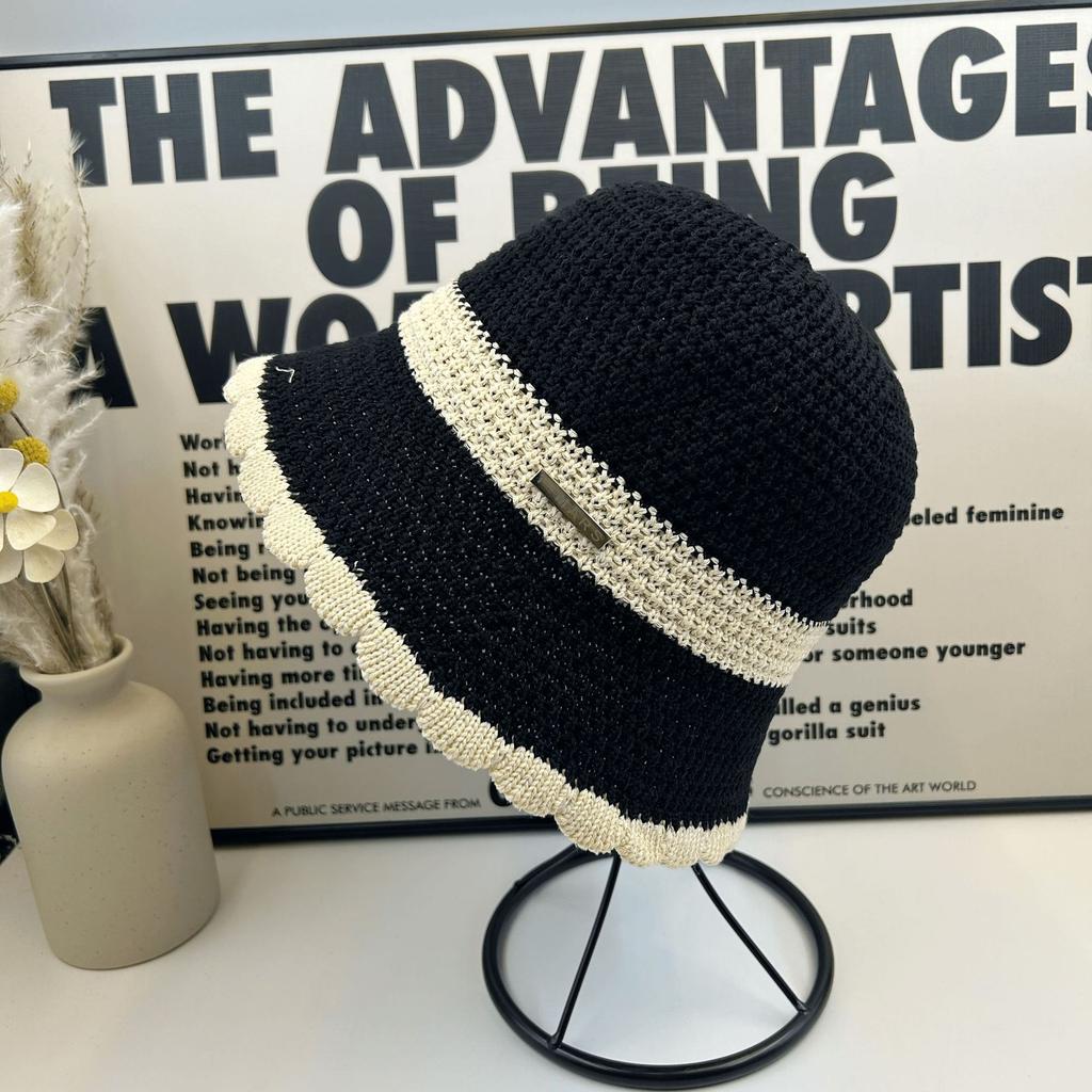 Hollow Basin Hat Multi-colored Female Comfortable Breathable Face Small Fashion Simple Versatile Foldable Knitted Bucket Hat
