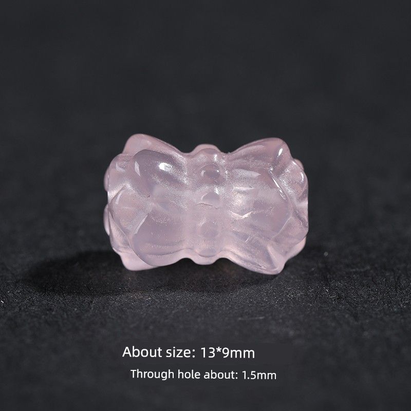 

Natural Rose Quartz Pink Crystal Twin Lotuses Accessories through Hole Lotus Spacer Bead Bracelet Necklace Carrying Strap DIY Accessories 9mm powder crystal and Tilian one