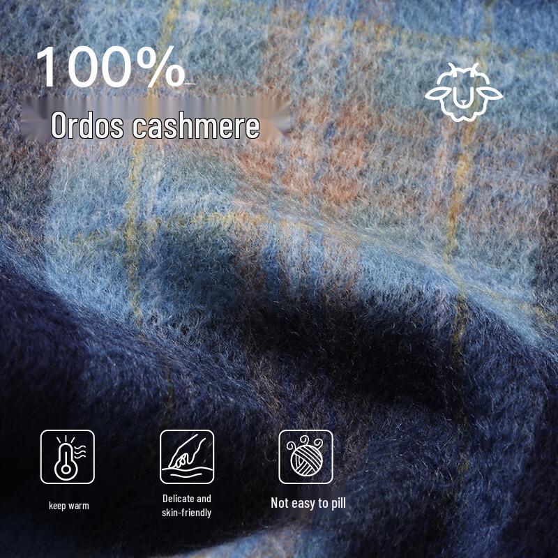 Mao Ren Men's 100% Cashmere Plaid Scarf