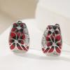 Einfache Rote Epoxidblume Geschnitzte Creolen Handgefertigte Emaille Damen Silberbeschichtete Ohrringe Hochzeitsohrringe Party Schmuck Geschenk