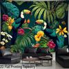 Tropical Parrot Tapestry, Jungle Plant Wall Hanging Vibrant Landscape Wall Decor for Living Room Bedroom