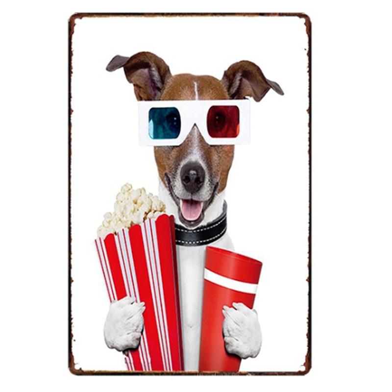 Mfoever Christmas Dog Decor Metal Tinplate Poster New Year Festival Decor Xcm Cute Dog Poster