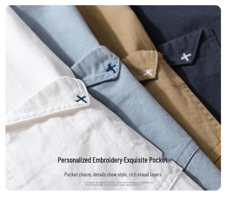Men's Retro Long-Sleeve Casual Shirt: Simple Solid Color, All-Match Style