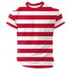 Unisex Striped Short Sleeve T-Shirt, Classic Black White Blue Casual Street Sports Top