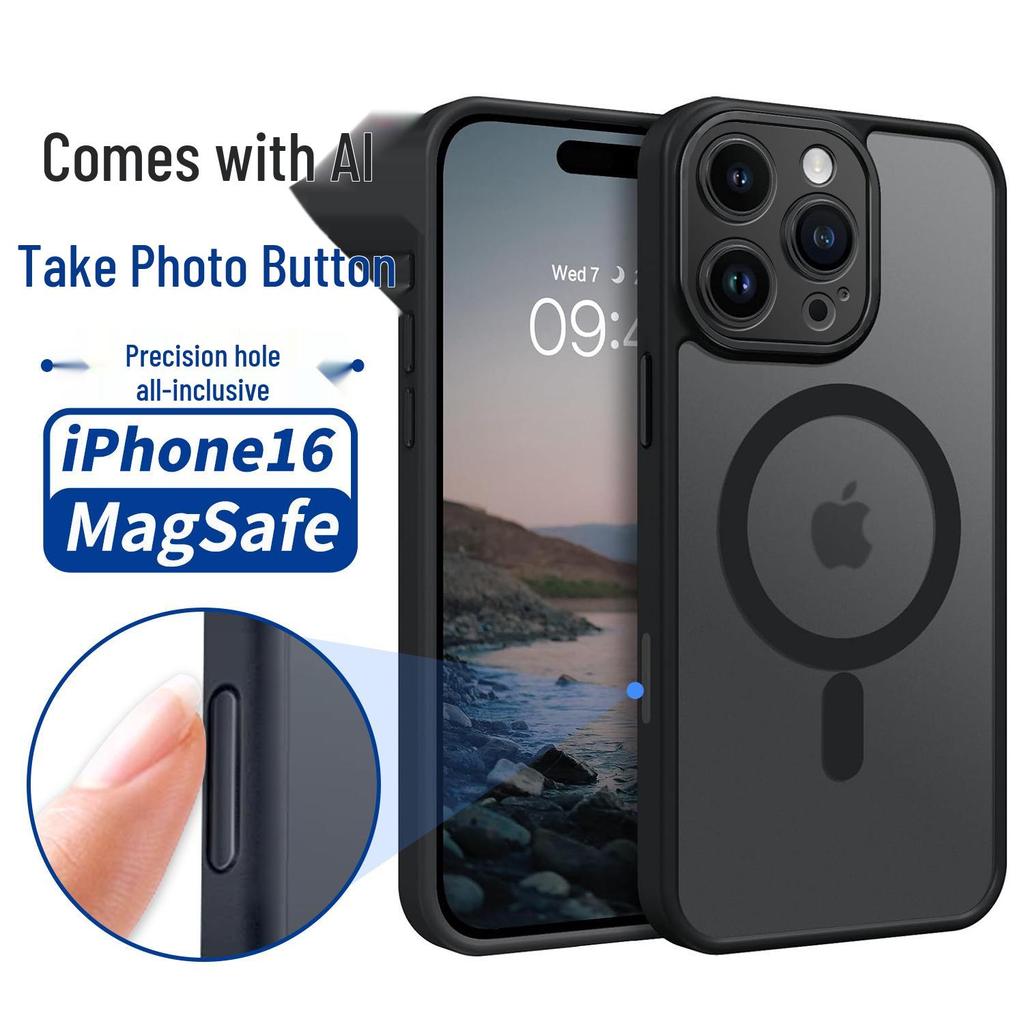 Apple iPhone 16 Pro Frosted Magnetic Phone Case with Precise Cutouts and Camera-Friendly Buttons