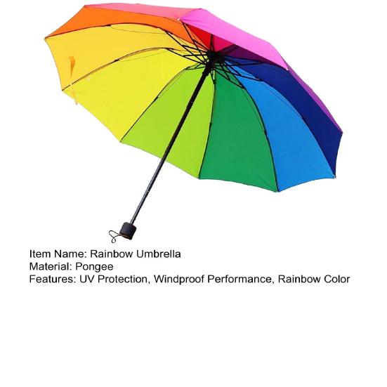 Yousheng Extra Large Rainbow Folding Umbrella Sun Blocking UV Protection Umbrella Waterproof Windproof 10 Ribs Kids Adults Sun Rain Umbrella