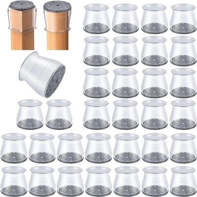 32 Pièces Protège-Pieds de Chaise pour Sols en Bois Dur, Coussinets de Protection en Feutre de Silicone pour Pieds de Meubles pour Protéger les Sols des Rayures et du Bruit
