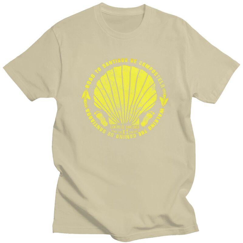 Custom Buen Camino De Santiago T Shirts for Men 100 Cotton Tees Tshirt Short Sleeve Tshirt Clothes