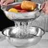 Stainless Steel Drain Basket 3 In 1 Colanders Basin Multifunct Vegetable Slicer Grater Thickened Drainage Basin Kitchen Tool New