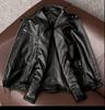 CHEJI Genuine Leather Military Biker and for and Denim Jacket Jacket, Men's Double-Breasted Jacket, Short, Simple, Cold-Weight Windproof, Thick,