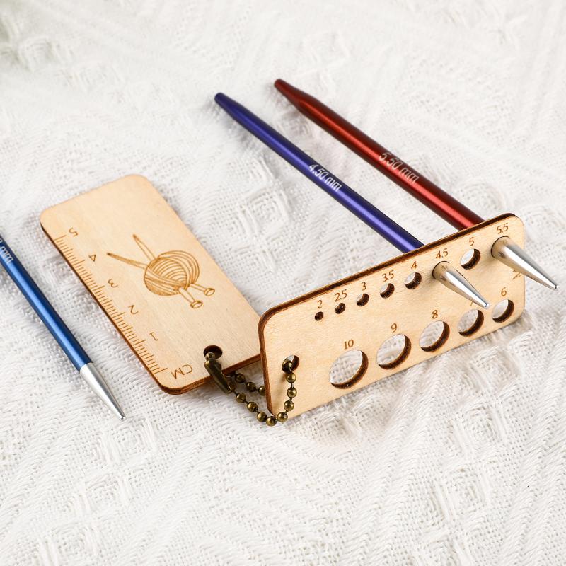 Precision Wooden Knitting and Crochet Marker with Easy-to-Read Density Calculator