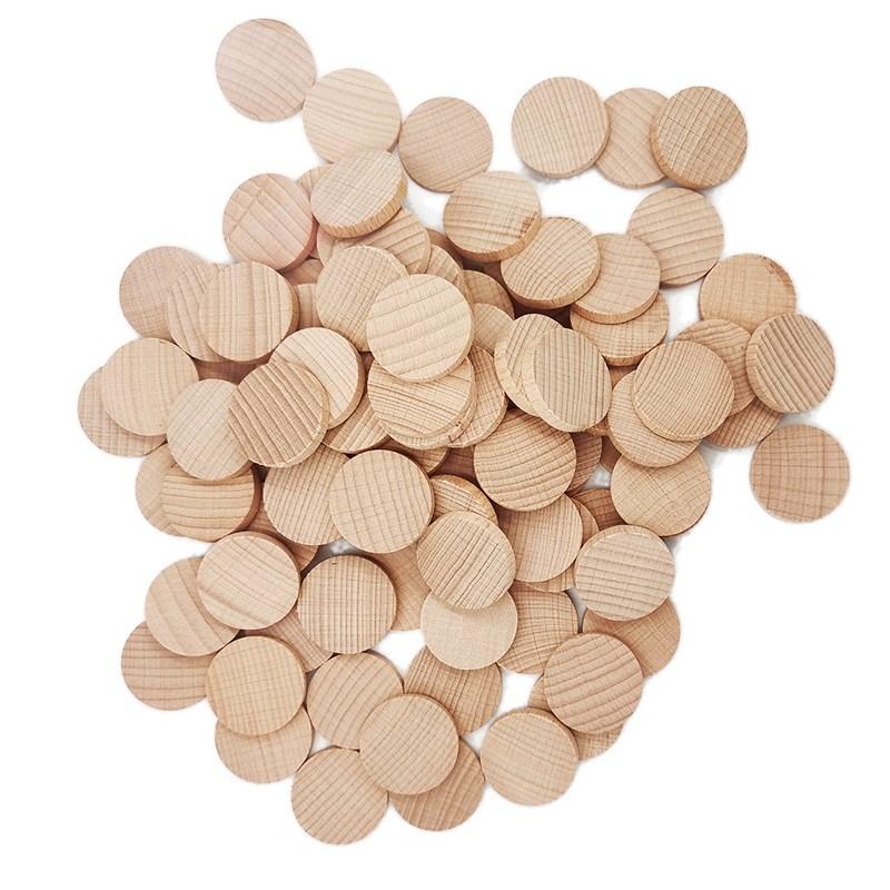 1.5CM Unfinished Round Wooden Block Blank Round Wood Slices for DIY Craft Decoration, Natural Beige Wooden Discs