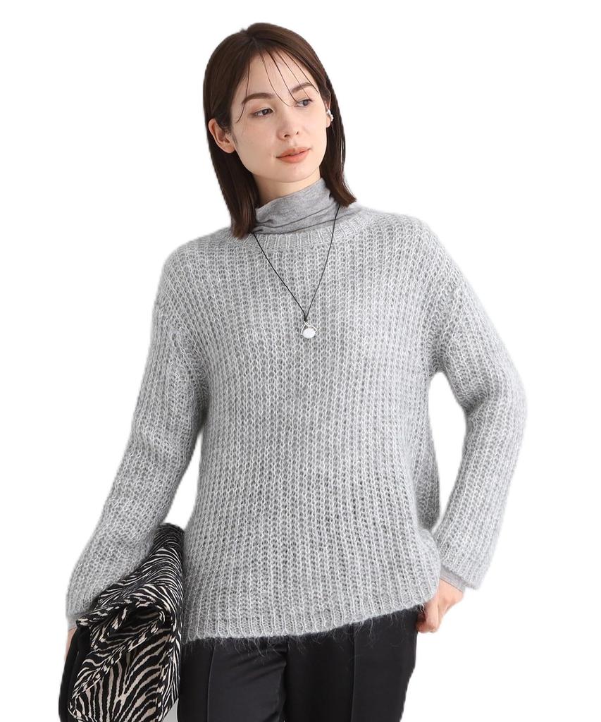 INDIVI Hairy Loose Knit 12719432 Light Gray Size 38 Knitwear/Sweater [Washable/Mohair Blend] Lamé Women's (011) (M)
