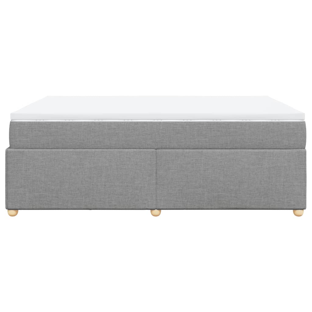 Box Spring Bed with Mattress Light Grey 140 X 200 Cm Fabric