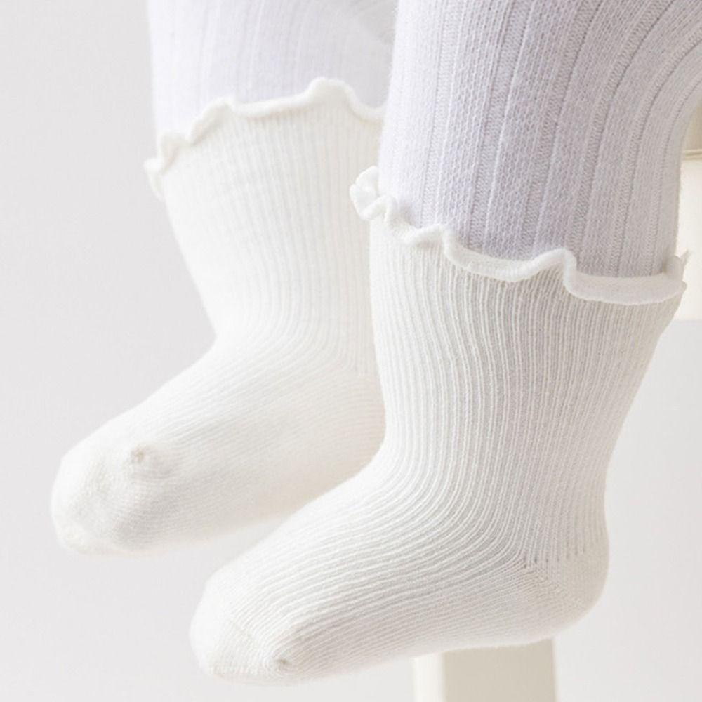 6Pairs Breathable Kids Short Tube Socks Ruffle Toddle Sweet Socks Baby Cotton Socks Children