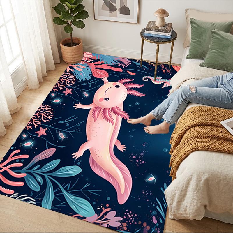 Axolotl Ozean Wohnzimmer Rutschfester Bereichsteppich Weicher Teppich für Schlafzimmer Spielzimmer Sofa Büro Heimdekoration Fußmatte Weihnachtsgeschenk C92929