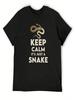 Keep Calm Its Just A Snake T-Shirt Oversized Graphic Tee Valentines Clothes Funny T-Shirt Black T Shirts For Unisex