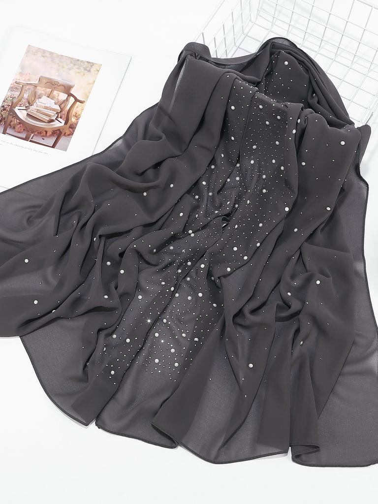 Rhinestone Chiffion Hjab Plain Scarf Tudung Bawal Headscarf Islamic Crystal Hjab Shawls and Wraps Women Muslim Foulard