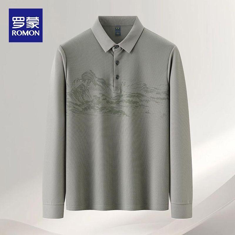 Luo Meng Men s National Style Landscape Brushed Long Sleeve T-Shirt XL