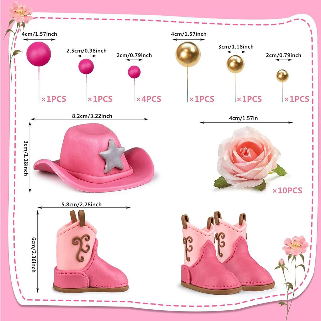 Cowboy Cake Decorations Cowboy Hat and Boots Themed Party Favor Supplies 22 Pcs