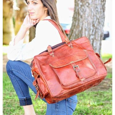 Bag MENS LADIES LEATHER HOLDALL TRAVEL GYM DUFFLE SPORTS SHOPING GOAT LEATHER