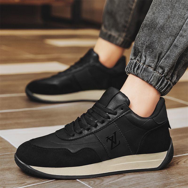 

Men s shoes 2025 spring and summer new breathable leather surface casual shoes trendy versatile thick sole heightening Forrest Gump shoes men s tren 44