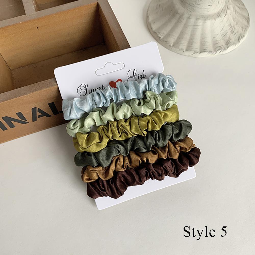 6pcs/lot Hair Scrunchies Ponytail Holder For Women Girls Hair Accessories Satin Headwear Solid Hair Bands Scrunchy Ties Ropes