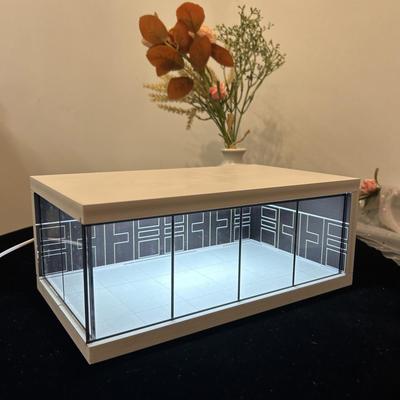 1:64 Garage Vitrine Schützende Beleuchtete Sammlervitrine Fahrzeugszene Spielzeug für