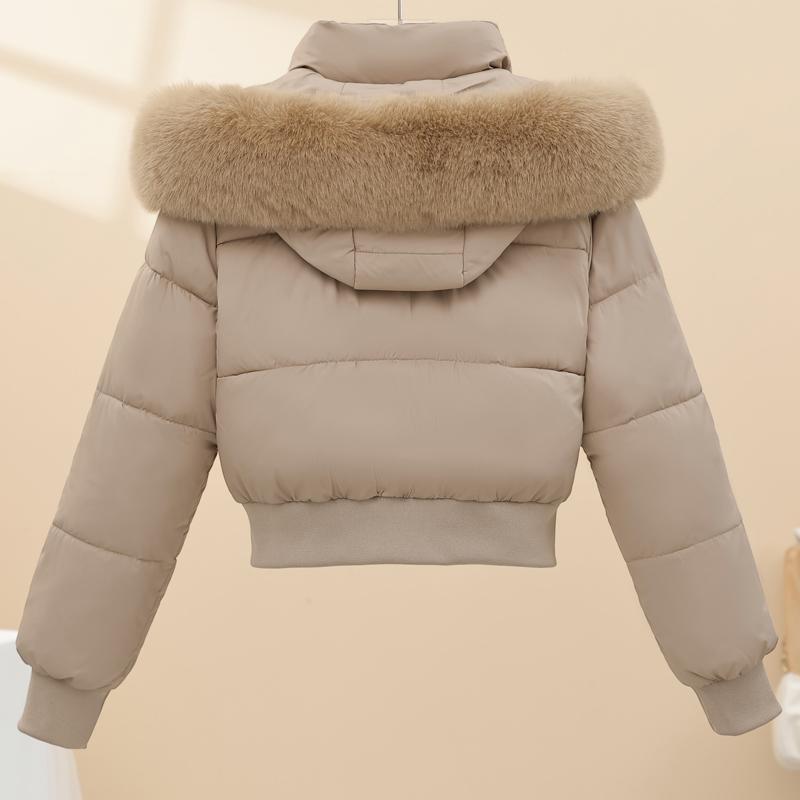 Modă Iarnă Femei Paltoane cu Glugă Guler din Blană Faux Groase Călduroase Parka Scurtă Jachete Largi pentru Femei