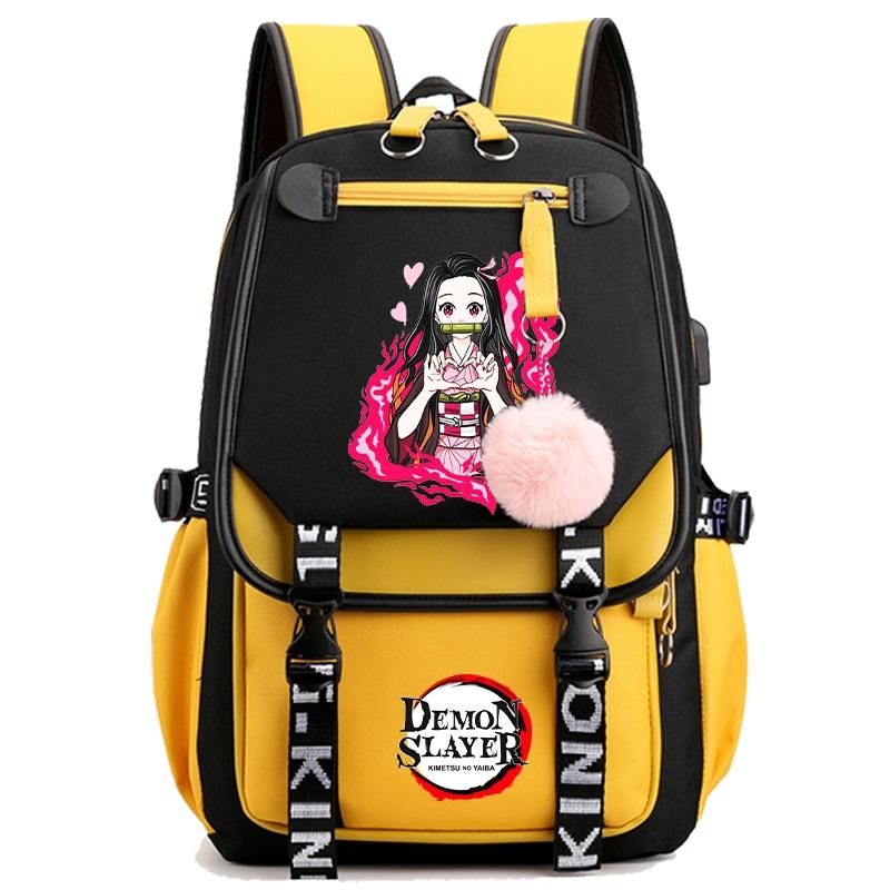 Anime Demon Slayer Backpack for Women Canvas Laptop Bag Back To Schoolbag for Teenager Girl Boy Schoolbag Men Women Travel Bag