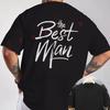 Bestman Handwritten Art Letter Pattern Motorcycle T-Shirt Back Print Men's Short Sleeve O-neck