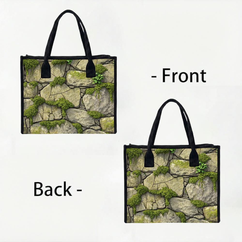 Moss Stone Pattern Women Tote Bag Casual Daily Use Handbag Large Capacity Fashion Outdoor Carry Bag