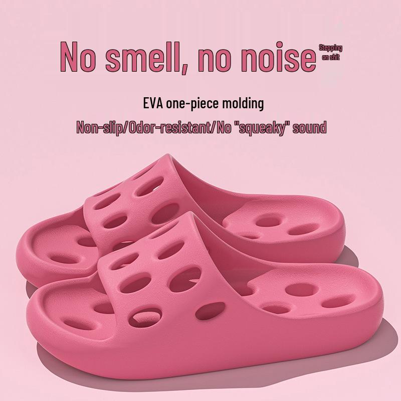 Women's Summer Indoor Non-Slip Cool Slippers - Comfortable, Breathable Hole Design for Men and Women