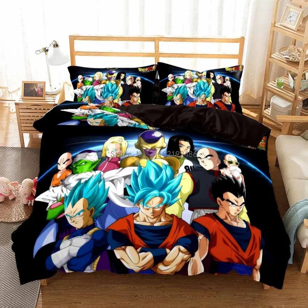 2D Print Anime Dragon Ball Super Saiyan Son Goku Duvet Cover Bedding Set Double Twin For Kids Bedclothes Quilt Cover Gi