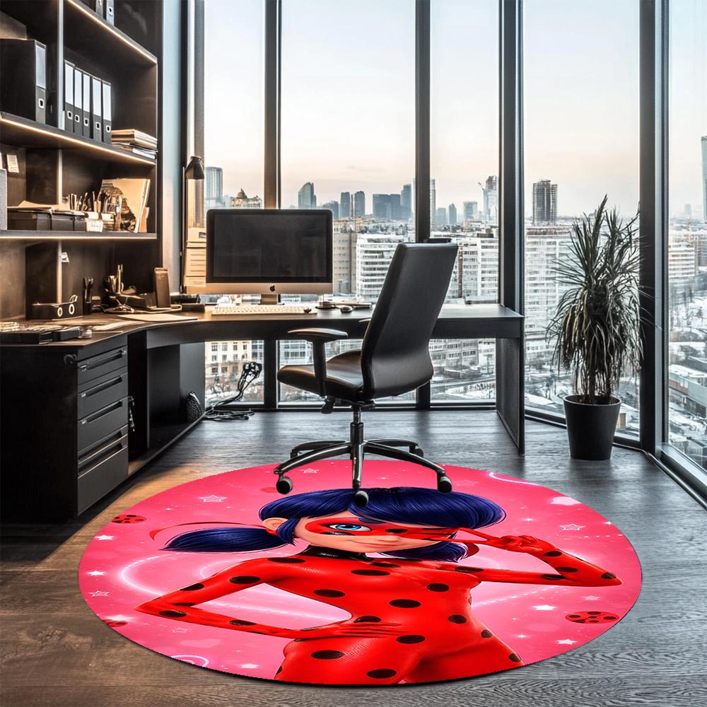 Ladybug Printed Round Rug Carpet Chair Rug Area Rug Entryway Doormats,for Office Chair Living Room Bedroom Kitchen Room.