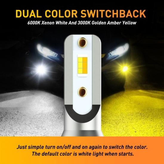 AUTO Switchback LED Fog Light Bulb H8 H16 H11 Fog Light Bulbs Lamps 3000K 6000K