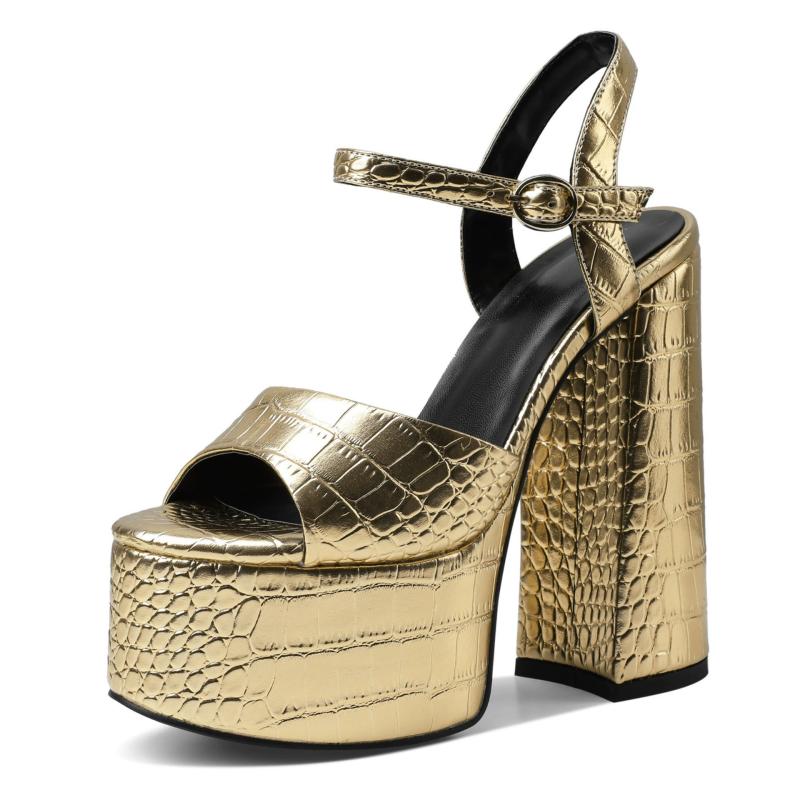 

Золотые женские босоножки, летняя обувь 2025 года, сексуальная платформа, супер 14,5 см, высокий каблук, белые туфли с ремешком на щиколотке, свадебные туфли для танцев и свадьбы 36 золотой