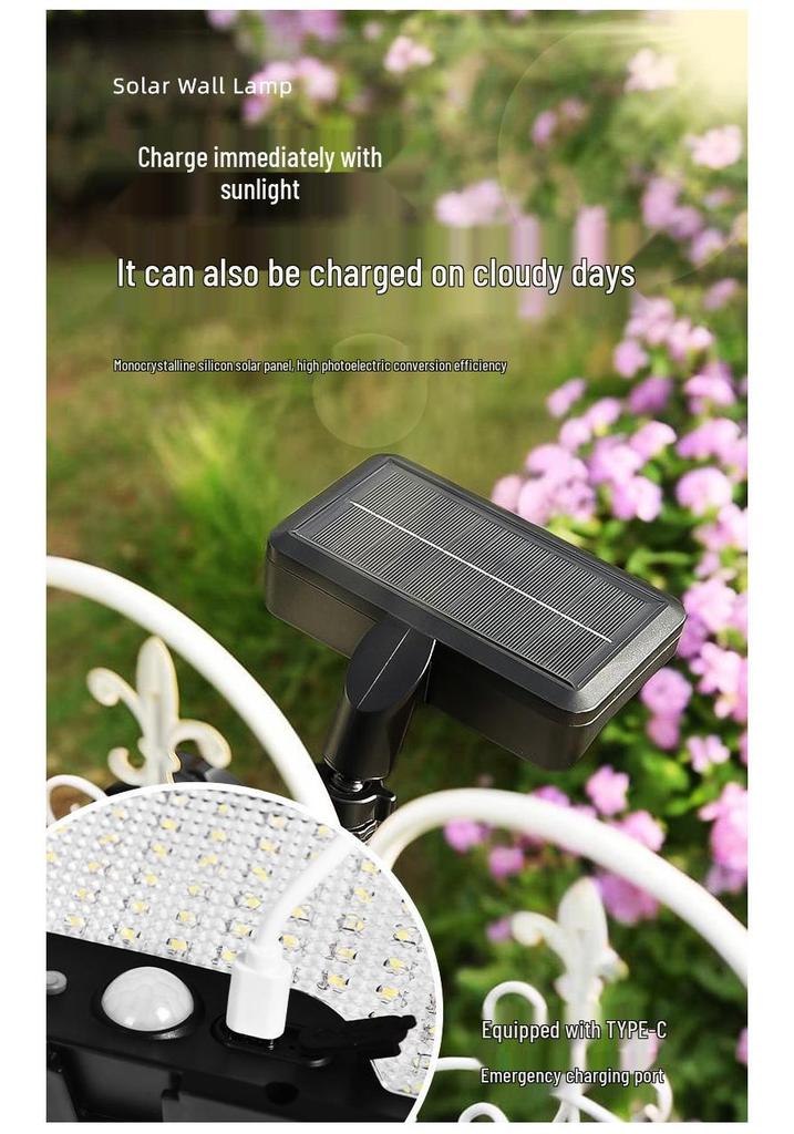2026 Solar Outdoor Courtyard Light with Magnetic Wall Mount, Motion Sensor, and Super Bright LED for Balcony and Street Lighting