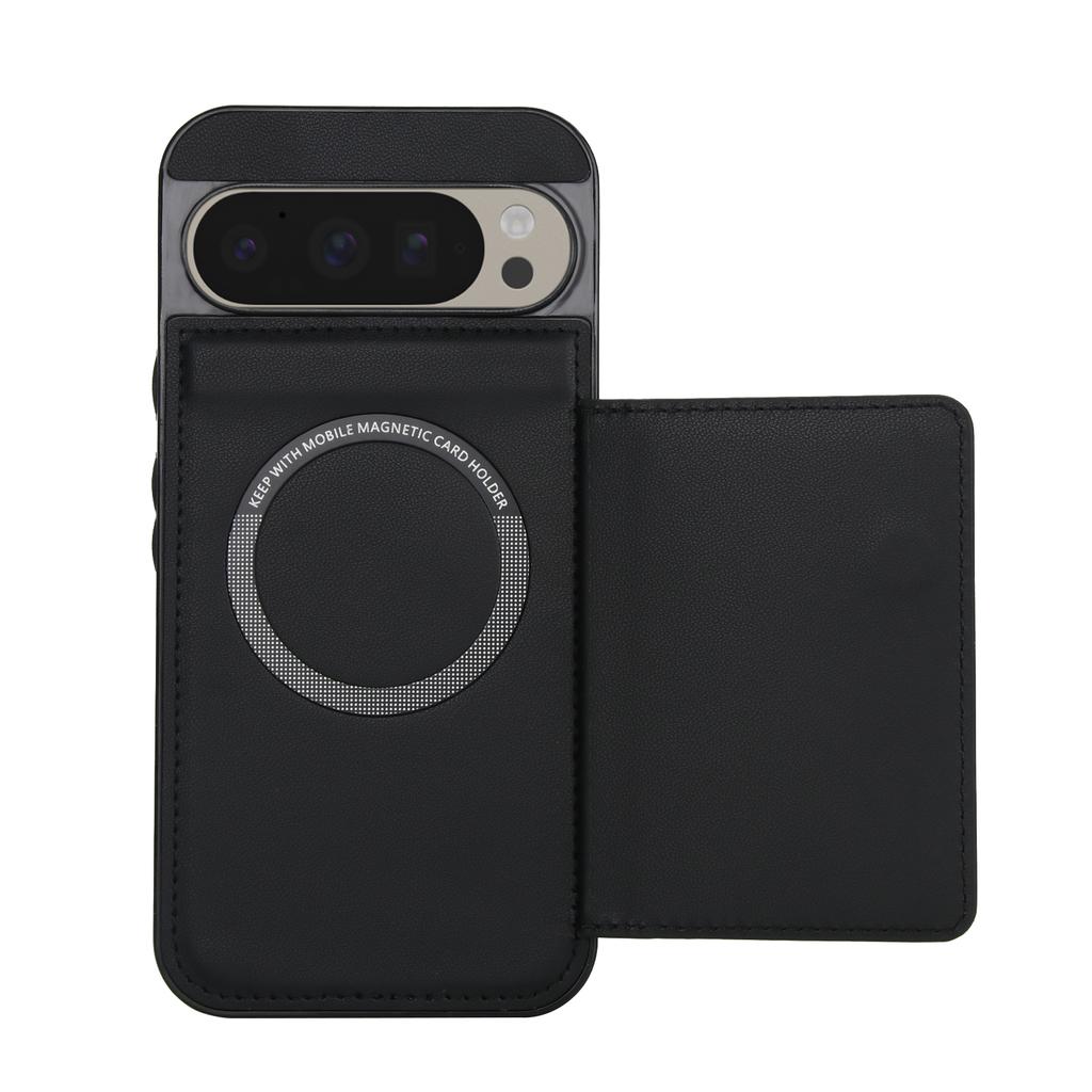 For Google Pixel 9 Pro XL Wallet Case Magnetic Detachable PU Leather Phone Cover with 2 Straps