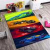 Multicolor Racing Sports Car Vertical Strip Print Area Rug Non‑Slip Rectangular Floor Mat Car Lover Decor for Gaming Bedroom Living Room
