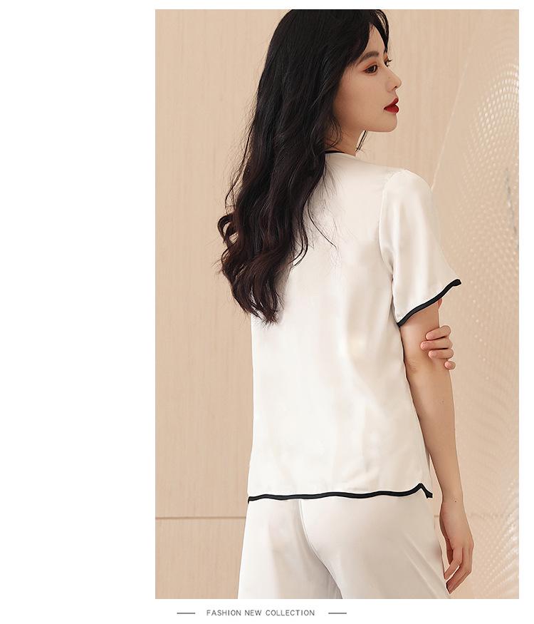 Women's Ice Silk Pajama Set: Short Sleeve Lapel, Korean Style for Spring to Autumn