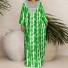 Oversized Women V Neck Long Sleeve Floral Print Casual Loose Maxi Kaftan Dress Robes