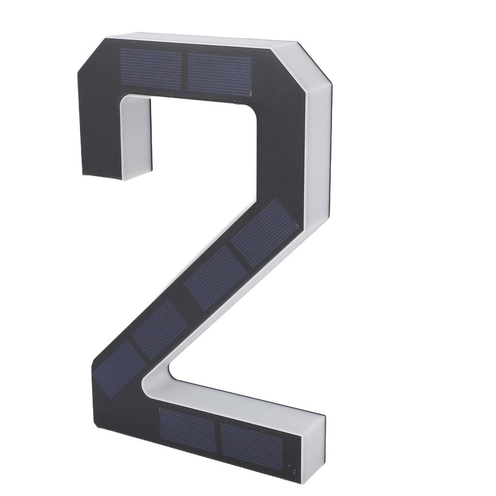 9 Inch Solar LED House Number Water Proof Auto Sensing Outside Address Sign Light Modern Style Black Number 2