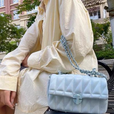 Bestickte Fadenkette Umhängetasche für Damenhandtasche PU-Leder Street Schultertasche