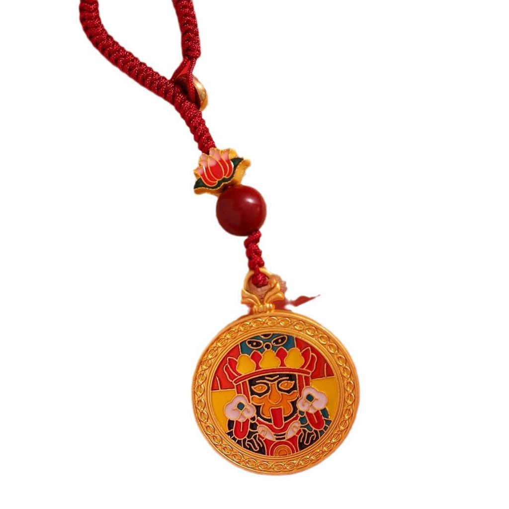 Ethnic Style Gold Sand Cloisonné Goddess of Wealth Pendant Mobile Charm Keyring
